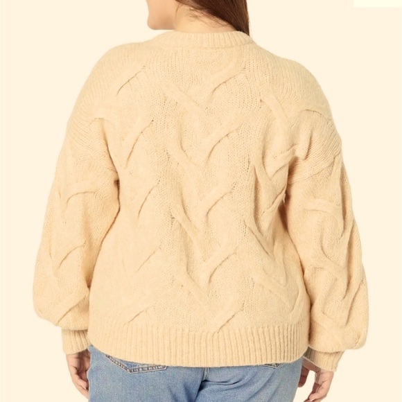 MADEWELL PLUS AVIVA CABLE KNIT NEUTRAL CARDIGAN BALLOON SLEEVES SIZE 2X NWT - Picture 7 of 7